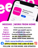 Looking for career opportunities? MEESHO IS HIRING FOR VARIOUS TRUST AND SAFETY (WORK FROM HOME/ OFFICE) POSTS.